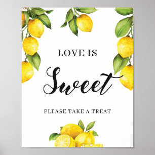 Poster Citrus Lemon Love is Sweet Sign for Chá de panela