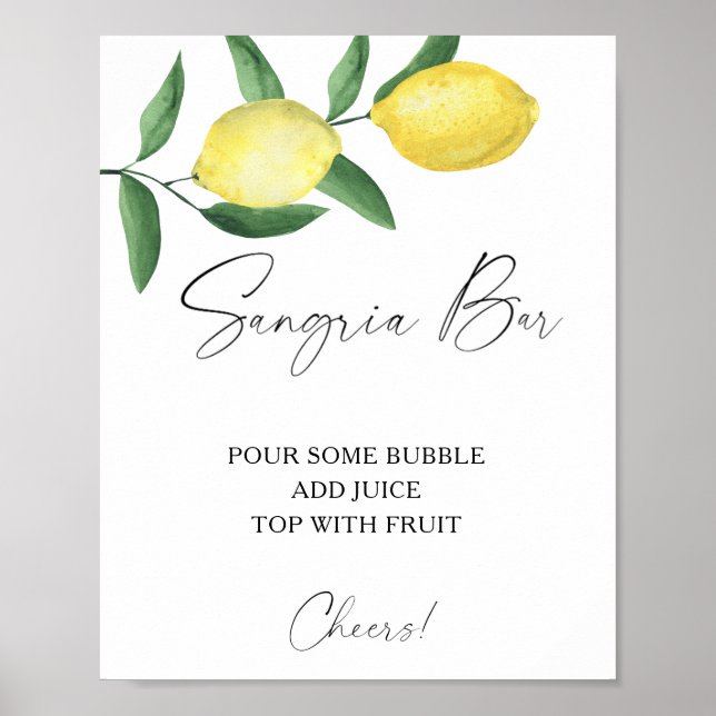 Poster Citrus limão aquarela - bar sangria (Frente)