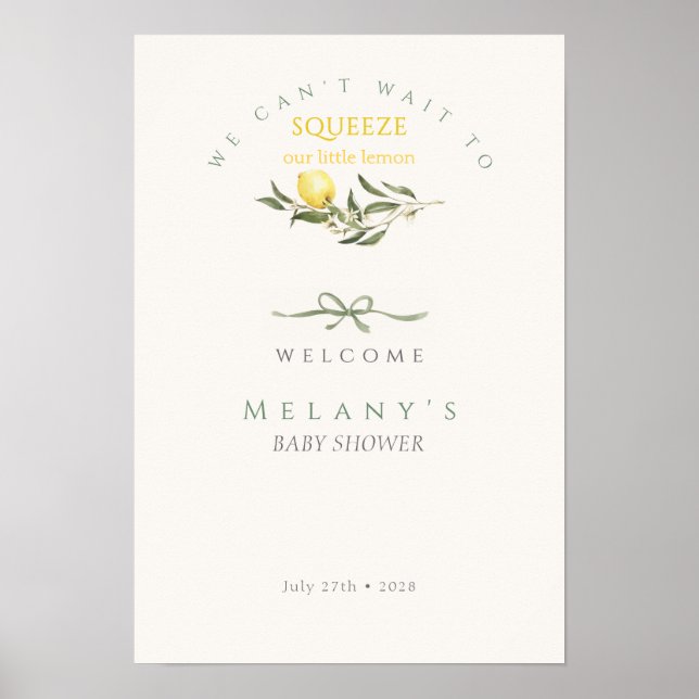 Poster Citrus Mama's Squeeze Bow Welcome Baby Shower  (Frente)