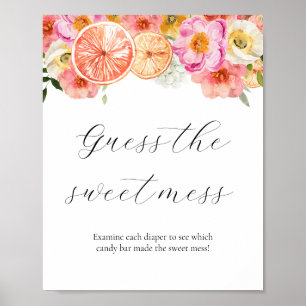 Poster Citrus rosa adivinha o Chá de fraldas doce Mess