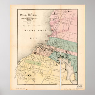 Poster City of Fall River, Massachusetts Map (1874)