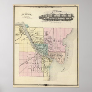 Póster City of Oshkosh, county seat of Winnebago Co