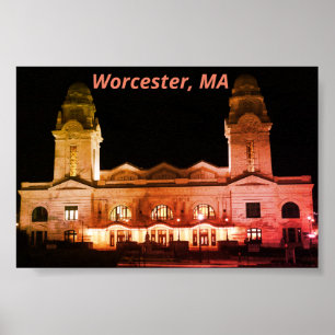 Poster City of Worcester, Massachusetts Architecture