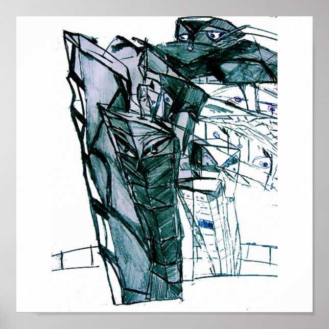 PÓSTER CITY SKETCHER WHITE (Frente)