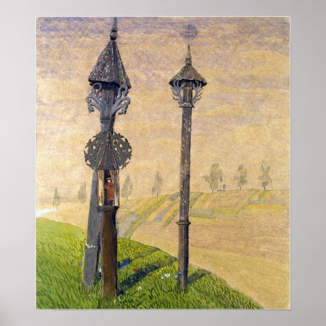 Poster Ciurlionis - Cruzes à Beira da Estrada de Zemaitij (Frente)