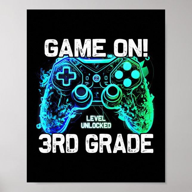 Poster Ck To School 3rd Grade Boys Gamer First Day School (Frente)