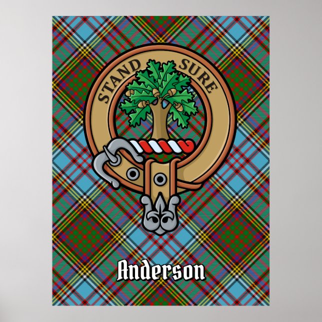 Poster Clan Anderson Crest sobre Tartan (Frente)