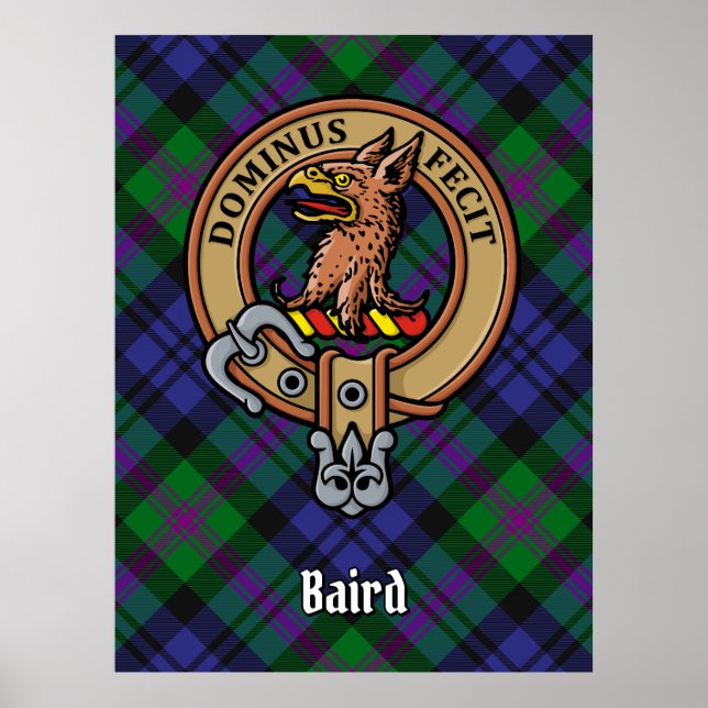 Poster Clan Baird Crest sobre Tartan (Frente)