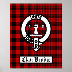 Poster Clan Brodie Crest Crachá e Tartan