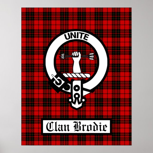 Poster Clan Brodie Crest Crachá e Tartan (Frente)