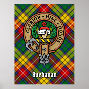 Poster Clan Buchanan Crest sobre Tartan