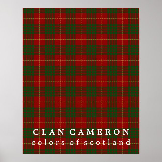 Poster Clan Cameron Colors da Scotland Tartan (Frente)
