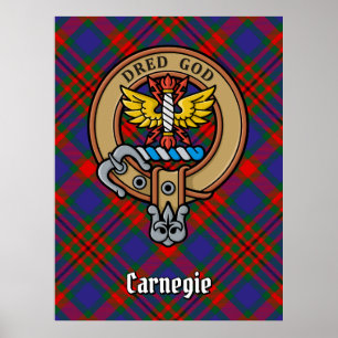 Poster Clan Carnegie Crest sobre Tartan