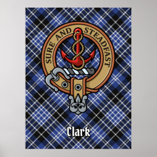 Poster Clan Clark Crest sobre Tartan