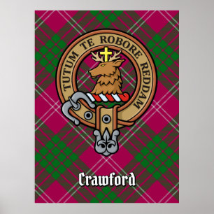 Poster Clan Crawford Crest sobre Tartan