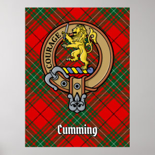 Poster Clan Cumming Crest sobre Tartan