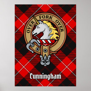 Poster Clan Cunningham Crest sobre Tartan