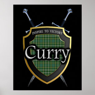 Poster Clan Currie Curry Tartan Shield & Swords Impressã