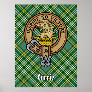Poster Clan Currie Lion Crest sobre Tartan