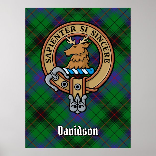 Poster Clan Davidson Crest sobre Tartan (Frente)
