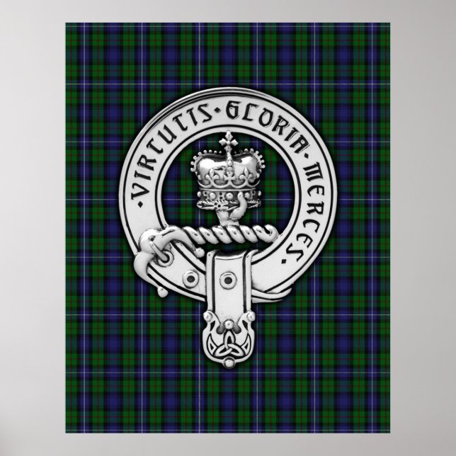 Poster Clan Donnachaidh (Robertson) Crest/Hunting Tartan (Frente)