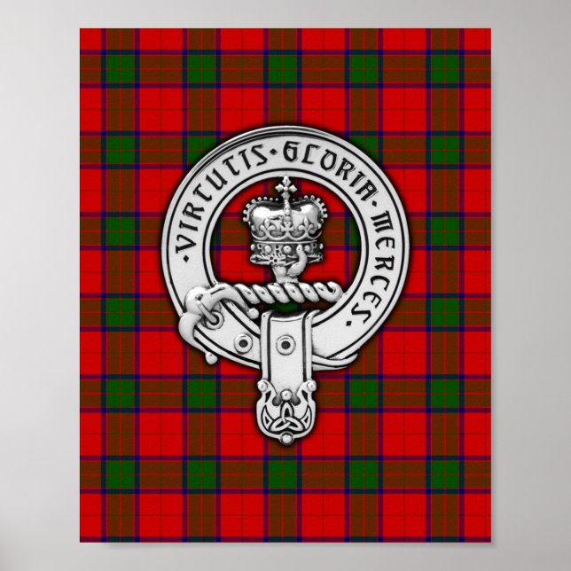 Poster Clan Donnachaidh (Robertson) Crest & Tartan (Frente)