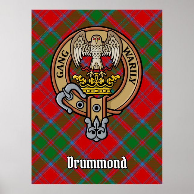 Poster Clan Drummond Crest sobre Tartan (Frente)