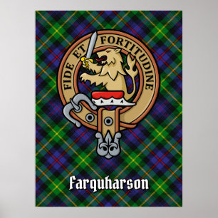 Poster Clan Farquharson Crest sobre Tartan