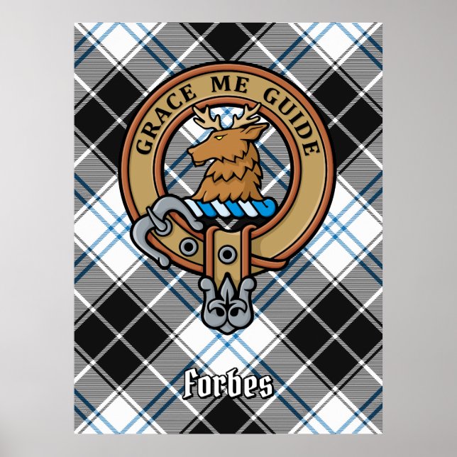 Poster Clan Forbes Crest sobre o vestido Tartan (Frente)