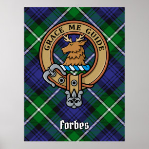 Poster Clan Forbes Crest sobre Tartan