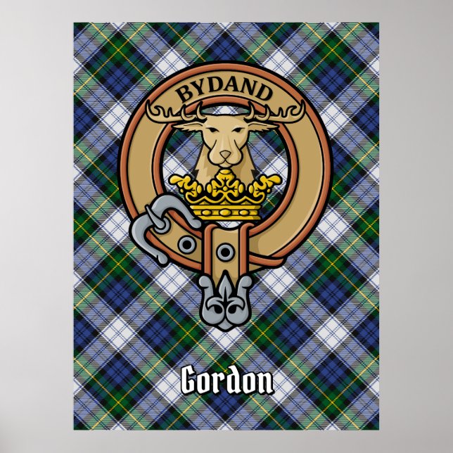 Poster Clan Gordon Crest sobre Dress Tartan (Frente)