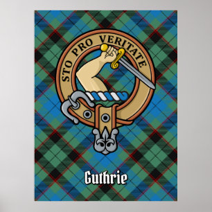 Poster Clan Guthrie Crest sobre Tartan