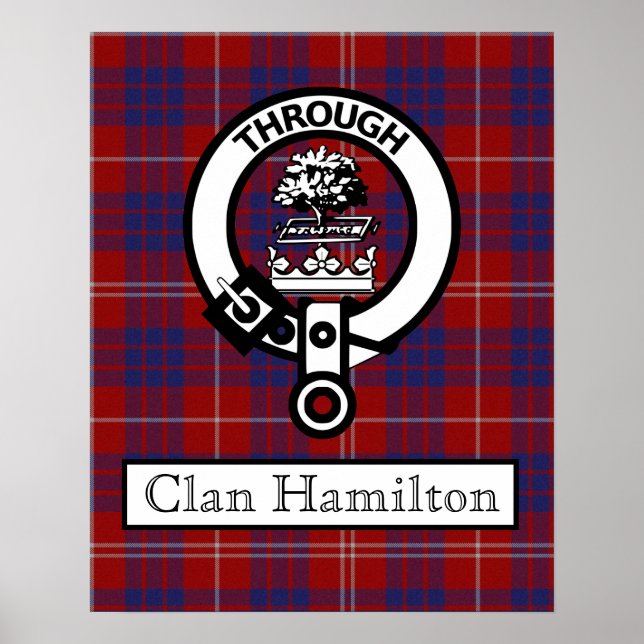 Poster Clan Hamilton Crest e Tartan II (Frente)