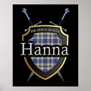Poster Clan Hanna Hannay Tartan Shield & Swords Impressã