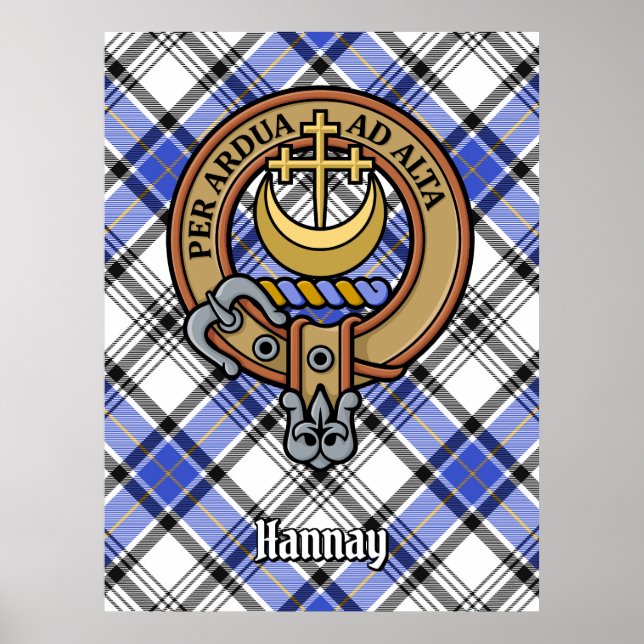 Poster Clan Hannay Crest sobre Tartan (Frente)
