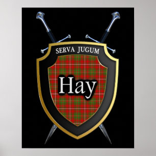 Póster Clan Hay Tartan Scottish Shield & Swords