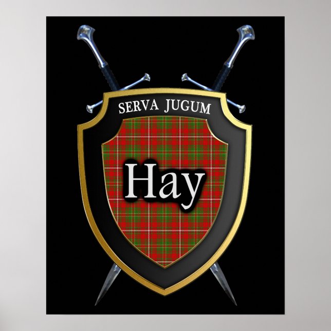 Póster Clan Hay Tartan Scottish Shield & Swords (Frente)