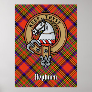 Poster Clan Hepburn Crest sobre Tartan