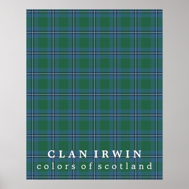 Póster Clan Irwin Colors da Scotland Tartan (Frente)