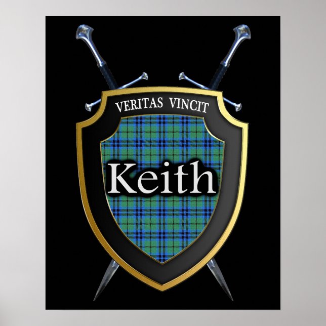 Póster Clan Keith Tartan Scottish Shield & Swords (Frente)