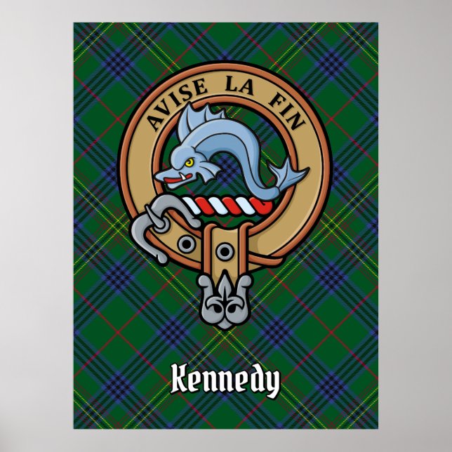 Poster Clan Kennedy Crest sobre Tartan (Frente)