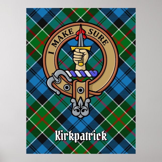 Poster Clan Kirkpatrick Crest sobre Tartan (Frente)