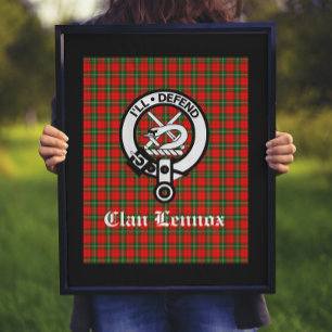 Poster Clan Lennox Crest Crachá & Tartan
