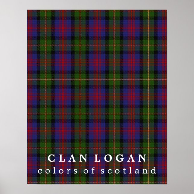 Póster Clan Logan Colors da Scotland Tartan (Frente)