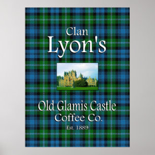 Poster Clan Lyon, antigo Castelo de Glamis Coffee Co. Pos