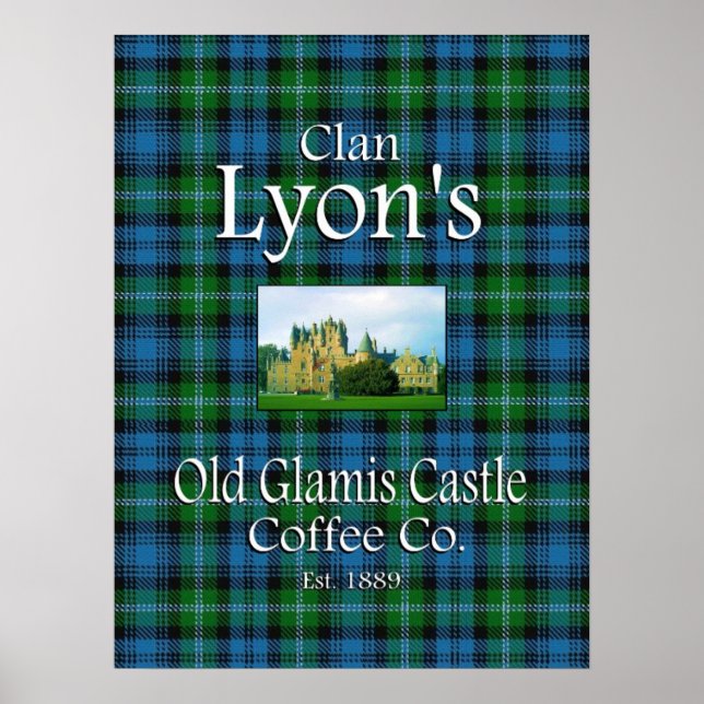 Poster Clan Lyon, antigo Castelo de Glamis Coffee Co. Pos (Frente)