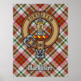 Poster Clan MacAlister Crest over Dress Tartan