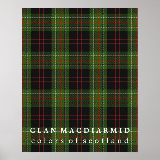 Póster Clan MacDiarmid Colors da Scotland Tartan (Frente)