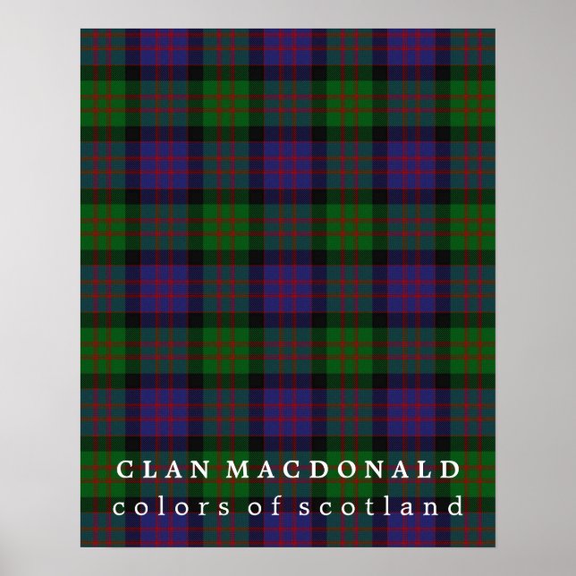 Póster Clan MacDonald Colors da Scotland Tartan (Frente)
