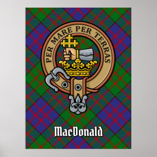 Poster Clan MacDonald Crest sobre Tartan